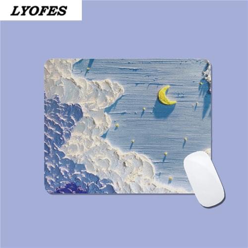 Kawaii Mouse Pad Cute Mouse Pad Desk Oil Painting Gaming Writing Desk Mats Gamer Round Square Deskpad Office Home PC Computer