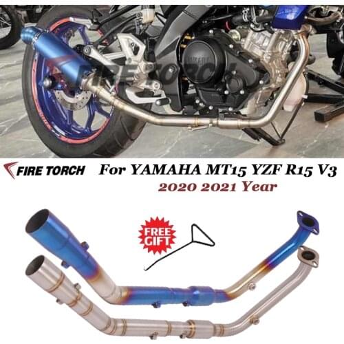 Motorcycle Exhaust Modified Escape With Catalytic Muffler Front Middle Link Pipe For YAMAHA MT15 YZF R15 V3 2020 2021 Year