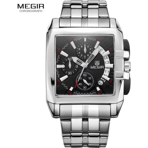 MEGIR Original Luxury Men Watch Stainless Steel Mens Quartz Wrist Watches Business Big Dial Wristwatches Relogio Masculino 2018