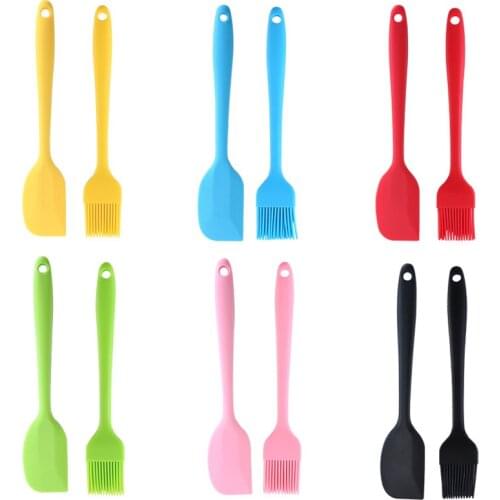 2-piece integrated (scraper + brush) set kitchen baking utensils cake cream spatula baking brush 20cm