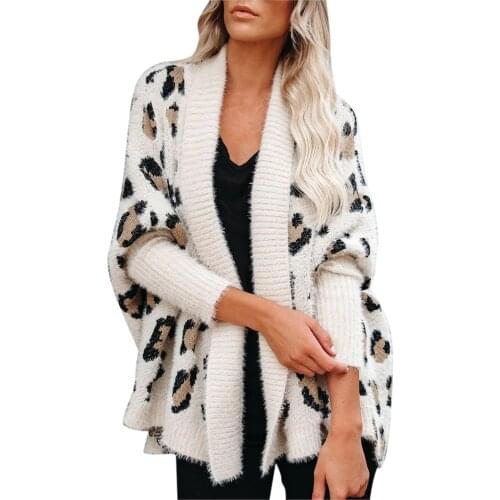 New Products For Autumn Women Plus Size Cardigan Jacket Personality Fashion Leopard Sweater Jersey de punto para mujer #YL5