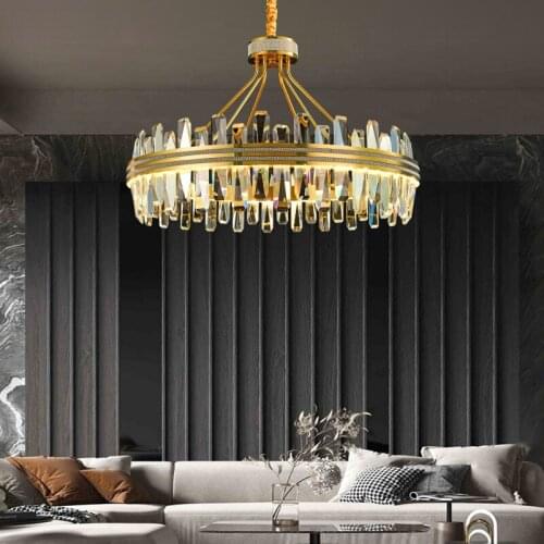 Postmodern living room crystal chandelier luxury villa dining room lamp designer creative stainless steel bedroom chandeliers