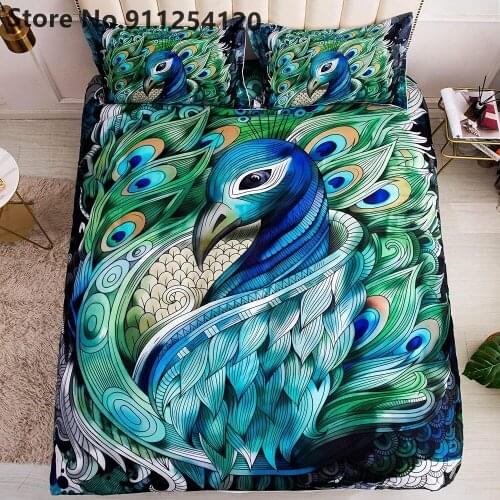 Animals Bedding Sets Peacock Feathers Bed Quilt Cover Queen King Size Bed Quilt Cover Queen King Size Bedspread Home Bed Cover