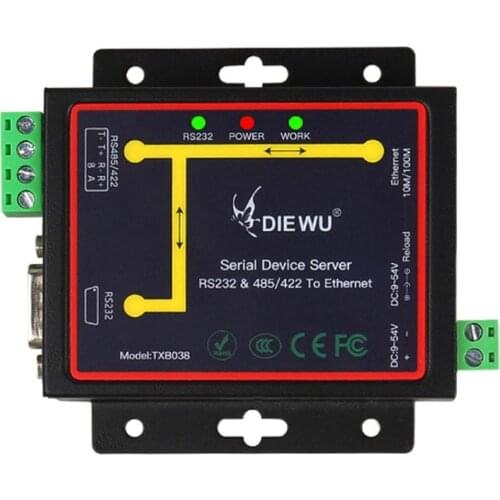 DIEWU RJ45 to RS232 RS485 RS422 Industrial Male Converter TCP/UDP Serial RS232 RS485 to Ethernet Device Server