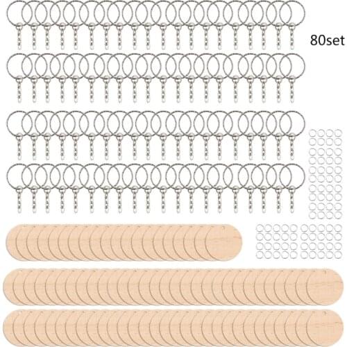 Blank Wooden Key Chain Wood Charms Key Chain Keyrings Blank For DIY Engraved Pendants Keychain Supplies