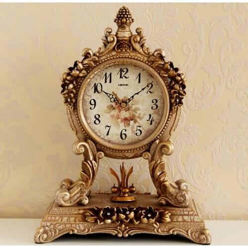 Luxury European Table Clock Gold Living Room Kitchen Silent Table Clock Large Retro Simple Reloj Pared Home Decorations QAB50TZ