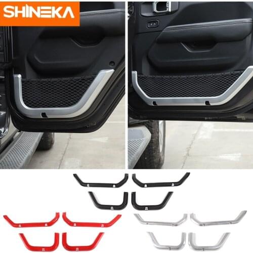 SHINEKA Car Interior Door Storage Bag Net Decor Strips Cover Accessories For Jeep Gladiator JT For Jeep Wrangler JL 2018-2021