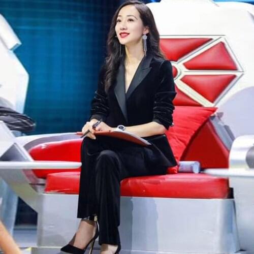 SHTONGHUA Women's Velvet Trouser Suits