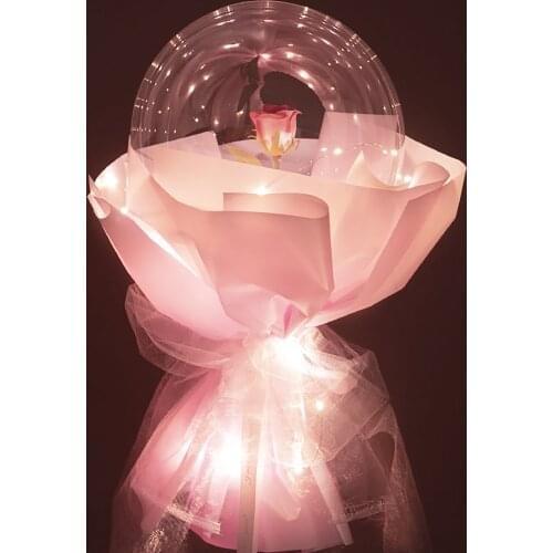 LED Luminous Clear Balloon Eternal Flower Rose Bouquet Kit DIY Gift Set for Birthday Christmas Wedding Anniversary Valentine Day