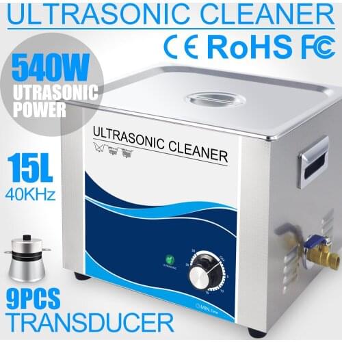 540W Ultrasonic Cleaner 15L Stainless Steel Bath with Timer Ultrasound Cleaning Equipment Lab Optical Instrument Motor Car Parts