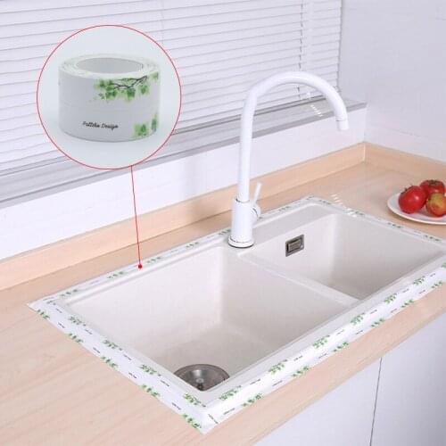 1.5m Shower Sink Bathtub Sealing Strip Acrylic Pattern Tape Bathroom Kitchen Self-Adhesive Waterproof Wall Stickers Sinkedge Gap