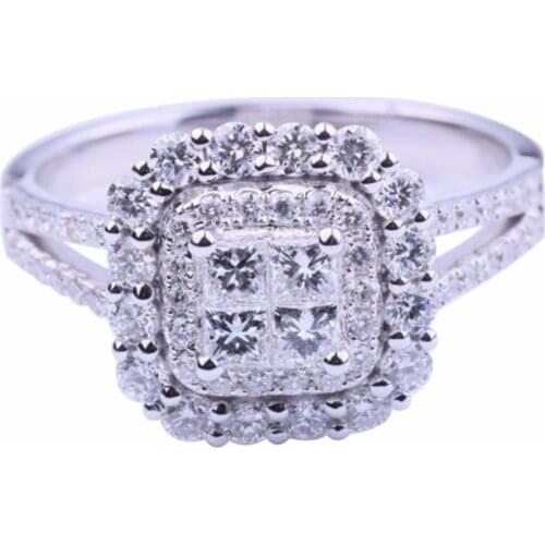 Gorgeous Square Shape Women Ring Full Bling Iced Out Micro Pave Crystal Zircon Dazzling Bridal Ring Wedding Engage Ring