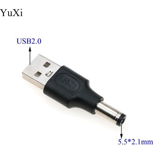 YuXi 1pcs USB 2.0 Type A Male To 5.5mm x 2.1mm / 5525 Plug 5V DC Power Supply Adapter Connector 5.5*2.1
