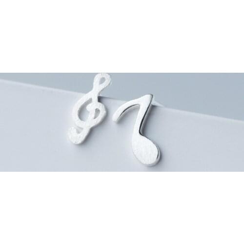 100% 925 Sterling Silver Asymmetry Music Stud Earrings For Women Prevent Allergy Brincos pendientes mujer moda