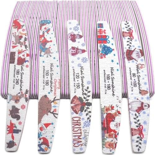 25/50Pcs/Lot Christmas Nail File Multi Grit Nail Buffer Block Lime A Ongle Manicure Files Gel Polish Remover Nail Care Tools Kit