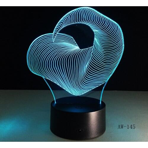 3D LED Night Light Dynamic Rhinoceros Horn with 7 Colors Light for Home Decoration Lamp Amazing Visualization AW-145