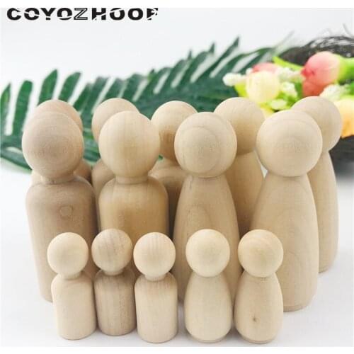 50Pcs Medium School Family Peg Dolls Best Kids Brain Game Toys (65mm & 35mm)Unpainted Wooden Peg Doll Teacher And Kids DIY Craft