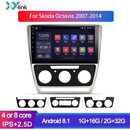 Android 8.1 car radio for Skoda octavia 2007-2014 multimedia video player GPS navigation system accessory bluetooth no 2 din dvd