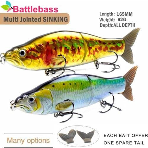 BATTLEBASS 16.5cm 62g Sinking Glide Bait Hard Body with Soft Tails Swimbait Slide Shad Lures Wobblers Fishing TackleFishing
