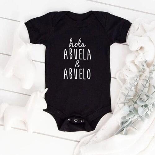 Hola Abuela Y Abuelo Printed Newborn Baby Bodysuits Pregnancy Announcement To Be Grandparents Baby Oneises Boys Girls Ropa