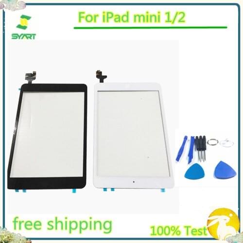 Black White Color 7.9 inch 5pcs/lot Touch Screen Glass Digitizer + IC Chip+Home Hutton Flex Cable Assembly For iPad mini 1/2
