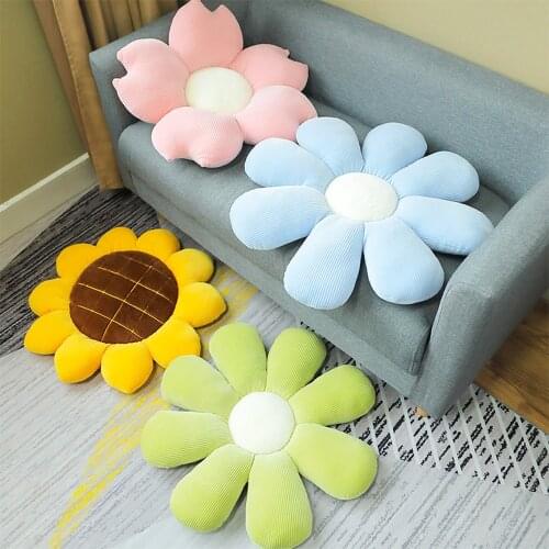 Colorful Flower Plush Pillow Toy Soft Cartoon Plant Doll Chair Cushion Sunflower Shaped Decorative Pillow Home Seating Cushion