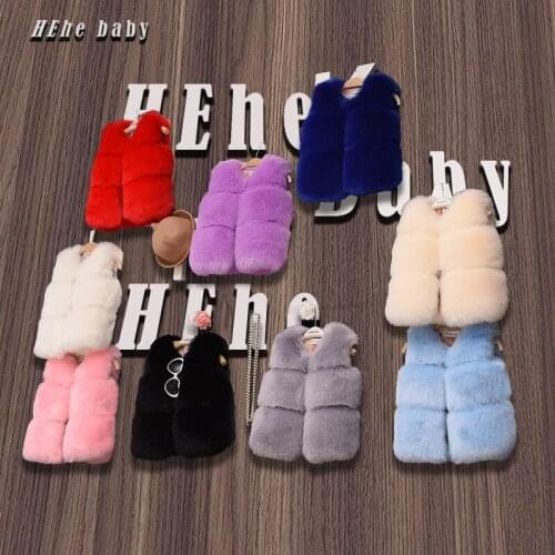 Childrens autumn and winter fashion warm colorful artificial fur vest girls Vest short thickened baby coat imitation fur vest