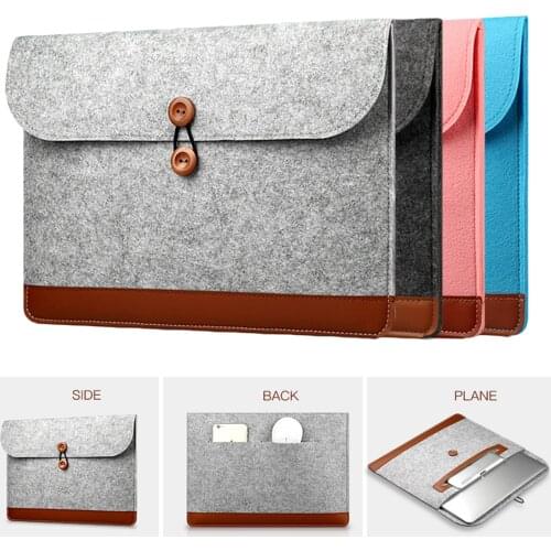 Wool Felt Laptop Sleeve Bag For Macbook Air Pro Retina 11 12 13 15 Inch Notebook String Handbag Cover Case for Macbook Touch Bar