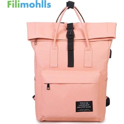 Women External USB Charge Backpack Canvas Backpack Male Mochila Escolar Laptop Backpack School Bags Backpack for Girls S1763