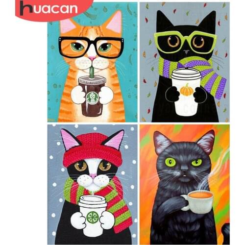HUACAN Diamond Painting 5D Cat Diamond Embroidery Cartoon Full Square/Round Mosaic Paint With Diamonds Picture Of Rhinestones