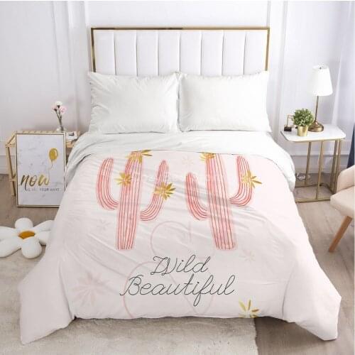 Pink Cartoon Cactus Bedding Set Cute Modern 3d Duvet Cover Sets Comforter Bed Linen Twin Queen King Single Size Fashion Luxury