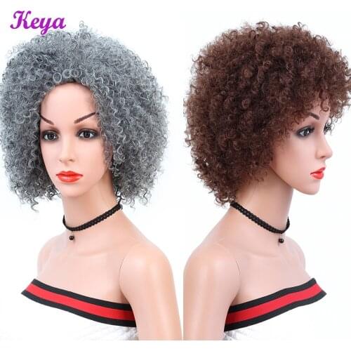 Short Afro Kinky Curly Wig For Black Women High Temperature Fiber 6 Inch Bob Wig Synthetic Braiding Women Wigs