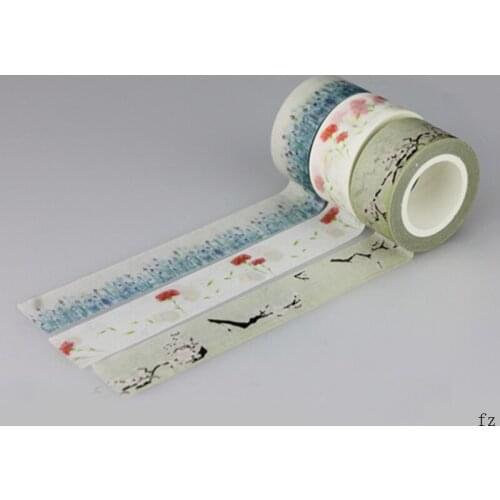 100 pcs Flower Print Tape Decorative DIY Sticker Japanese Tape Adhesive Masking Tapes
