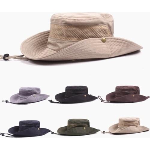 Summer Wide Brim Breathable Hat Outdoor Mesh Bucket Cap UV Protection for Camping Fishing Hiking Hats