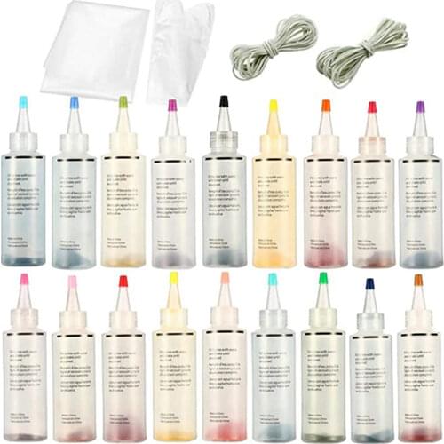 18pcs Tie Dye Kit Non-toxic DIY Garment Graffiti Fabric Textile Paint 120ml Colorful Clothing Tie Dye Kit Pigment Set Dropship