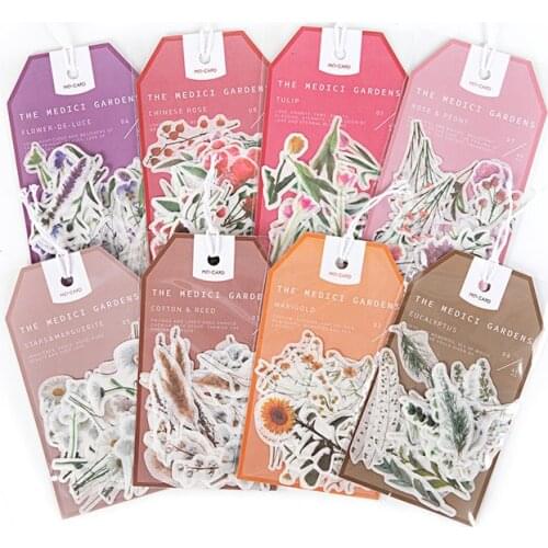 45pcs Flowers Series Kawaii Stationery Sticker Set Washi Paper Sticker Decorative Label For Scrapbooking Album Art Craft