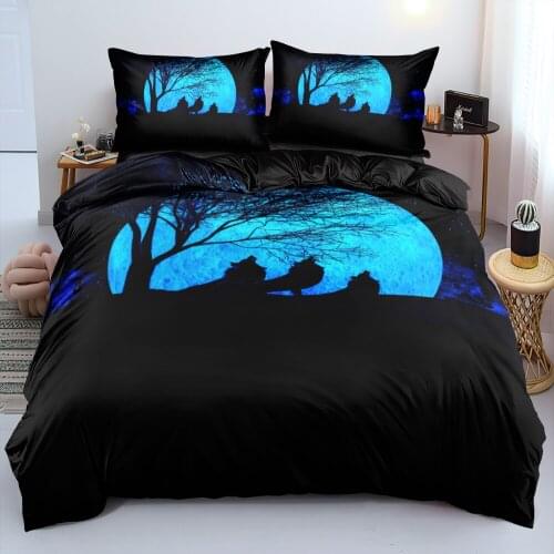 Duvet Cover Sets Animal Wolves King,Queen,Full Digital Printing Comforter Covers Bed Linen 3pcs Bedding Set Black 260x220cm Size