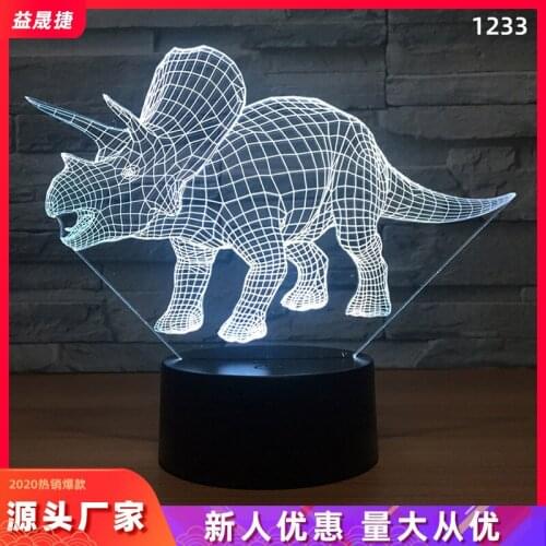 3D illusion night light dinosaur model touch LED light children bedroom decoration rainbow dinosaur light with remote control