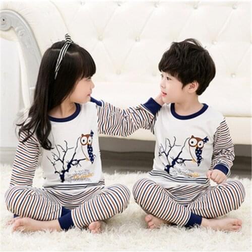 GIRLS FASHION 2017 NEW Spring Fall Autumn Kds Thermal Underwear Cartoon Pajamas For Cute Baby Girl Children