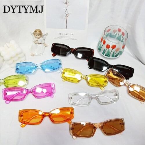 DYTYMJ 2021 New Square Sunglasses Women Small Frame Sunglasses for Men Candy Color Ocean Shades Glasses Retro Gafas De Sol Mujer