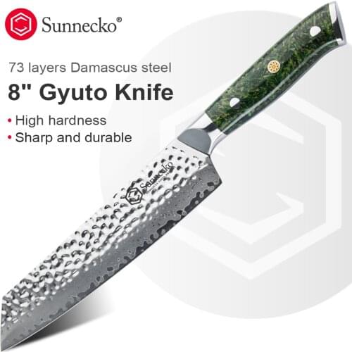 Sunnecko 8" Gyuto Knife Damascus Steel VG10 Steel Core Sharp Blade Exquisite Handle Kitchen Knives Meat Vegetable Slicing Cut