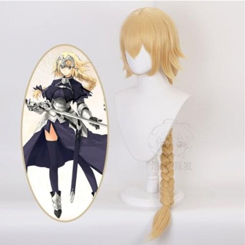90cm Game Anime Fate/Grand Order Apocrypha Joan Of Arc Wig Cosplay Wigs Playing Long Gold Hair Halloween 1:1 Wigs