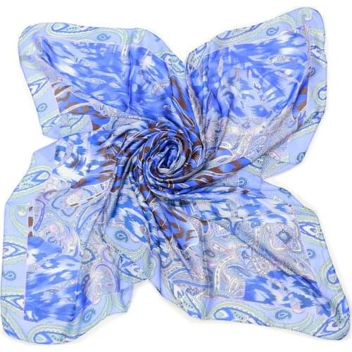 Summer Large Square Silk Scarf 130x130CM Beach Bufanda Mujer Paisley Printed Echarpe Cover Ups Feather Style