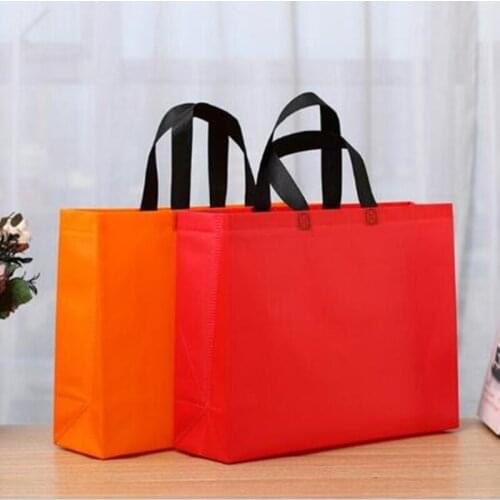 Red/Orange Non Woven Gift Bags With Logo Printing, 45*35cm/40*30cm Large Size Bag For Clothes/Shoes/Scarf