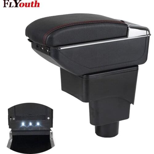 Armrest Box For Ford Ecosport 2013-2017 USB Charging LED Light Car Arm Rest Rotatable Centre Console Storage Box Car Styling