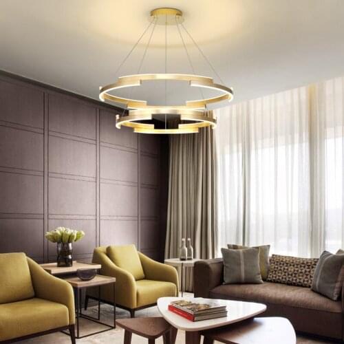 Living room lamp simple modern light luxurious gold round bedroom northern European restaurant ring pendant lights