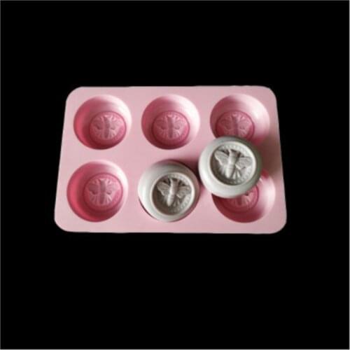 PRZY Round Six Holes Small Bee Silicone Mold Soap Mould Handmade Soap Making Molds Candle Silicone Mold Resin Clay Mold