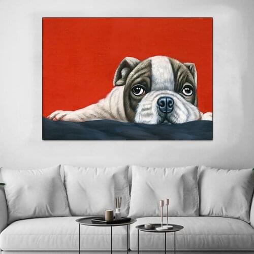 RELIABLI ART Nordic Style Canvas Painting Animal Cute Dogs Pictures Wall Art Posters and Prints For Living Room Decor No Frame