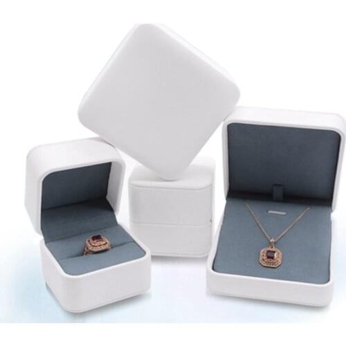 Luxury PU Leather Ring Box Pendant Necklace Gift Packing Jewelry Display Organizer Case with Custom Logo Available