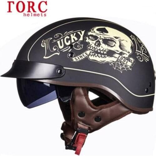 DOT safety certification TORC retro locomotive helmets Man half-face motorcycle prince helmet ABS Electric Bicycle Half Helmets